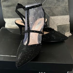 INC studded heels with ankle strap.